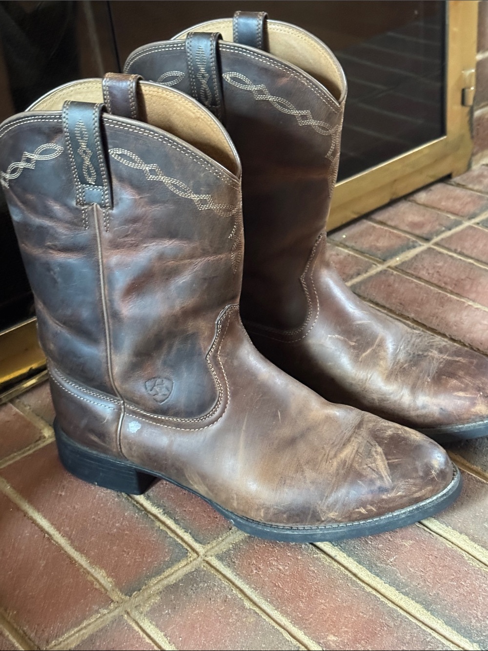 Ariat Men's Brown Leather Western Boots Size 12 EE